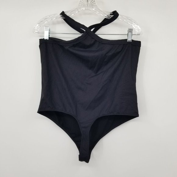 Free People Intimates Black Halter Neck Bodysuit Size Medium - Picture 1 of 10